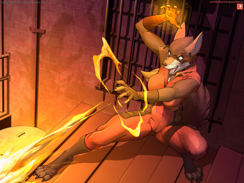 4:3 action_pose alley angry anthro brick_wall canid canine canis dumpster fan_character female fire flame_pattern grate hi_res legend_of_ahya mammal mask murana_wolford_(darkflame-wolf) pose solo text trash_can twinkle-sez url vigilante wall_(structure) window wolf