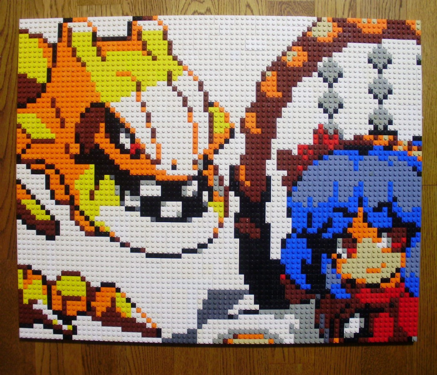 1girl alternate_color bangs blue_hair closed_mouth eyebrows_visible_through_hair gen_2_pokemon hair_ornament highres leaf_hair_ornament lego lego_(medium) looking_at_viewer mirror photo_(medium) pixel_art pokemon pokemon_(creature) red_eyes red_shirt rope shide shimenawa shiny_pokemon shirt short_hair simple_background smile steelix teeth touhou unconventional_media upper_body v-shaped_eyebrows white_background yasaka_kanako you_rei_(blowback)