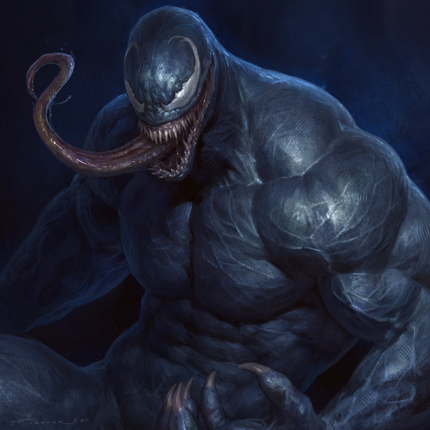 2021 5_fingers abs alien biceps claws digital_media_(artwork) fingers hi_res humanoid long_tongue male mammal marvel muscular muscular_humanoid muscular_male not_furry open_mouth pecs sharp_teeth simple_background solo spider-man_(series) symbiote taran_fiddler teeth tongue tongue_out vein venom_(marvel)