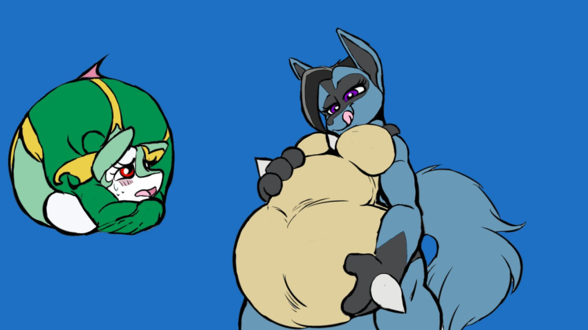 2020 3_fingers abdominal_bulge after_vore anthro anthro_pred artemis_lucario belly belly_rub big_belly big_breasts blue_background blue_eyes blush breasts canid canine canis curvy_figure cutaway digital_media_(artwork) duo featureless_breasts female female/female female_pred female_prey feral feral_prey fingers flat_colors front_view hand_on_stomach holding_belly internal licking licking_lips licking_own_lips lucario mammal narrowed_eyes nintendo olivia_lost oral_vore organs pok&eacute;mon pok&eacute;mon_(species) red_eyes reptile scalie self_lick serperior silent_e simple_background smile soft_vore spikes spikes_(anatomy) stomach thick_thighs tongue tongue_out video_games voluptuous vore wide_hips