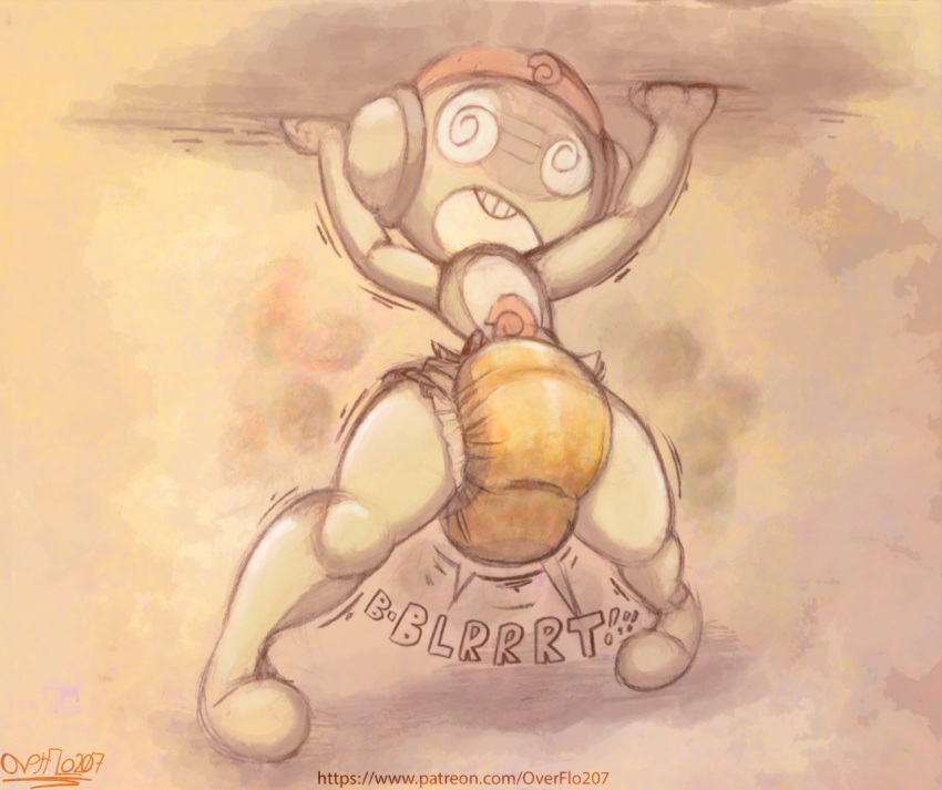 alien amphibian anthro diaper digital_media_(artwork) english_text feces keronian kururu_(keroro_gunsou) male messing_diaper messy messy_diaper overflo207 pooping scat sgt._frog simple_background smelly soiled_diaper soiling soiling_diaper solo text