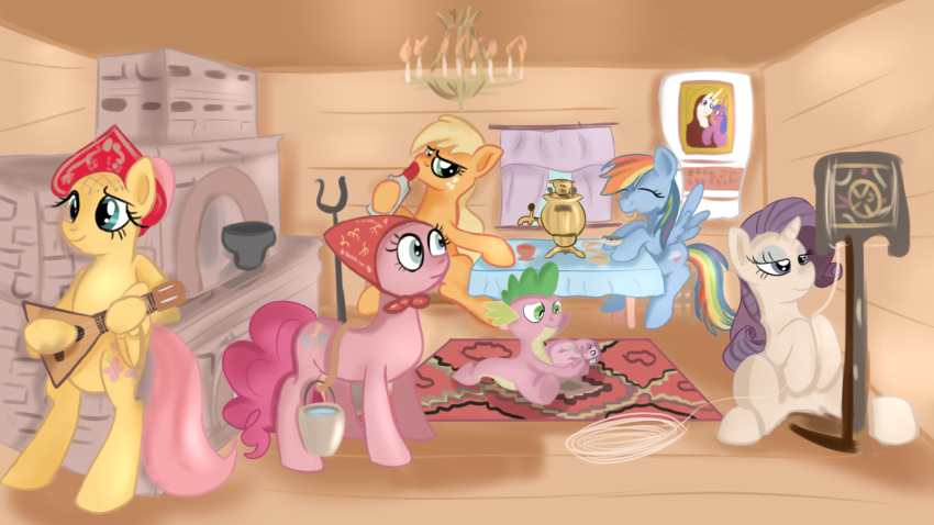 alcohol applejack_(mlp) balalaika beverage bucket candle carpet chandelier cup drinking earth_pony eating equid equine eyes_closed female feral fluttershy_(mlp) food friendship_is_magic furnace furniture group hi_res horn horse icon jbond kokoshnik male mammal matryoshka_doll my_little_pony pegasus pinkie_pie_(mlp) pony princess_celestia_(mlp) rainbow_dash_(mlp) rarity_(mlp) rocker samovar shawl sitting spike_(mlp) starlight_glimmer_(mlp) table tea_cup twilight_sparkle_(mlp) unicorn vodka winged_unicorn wings