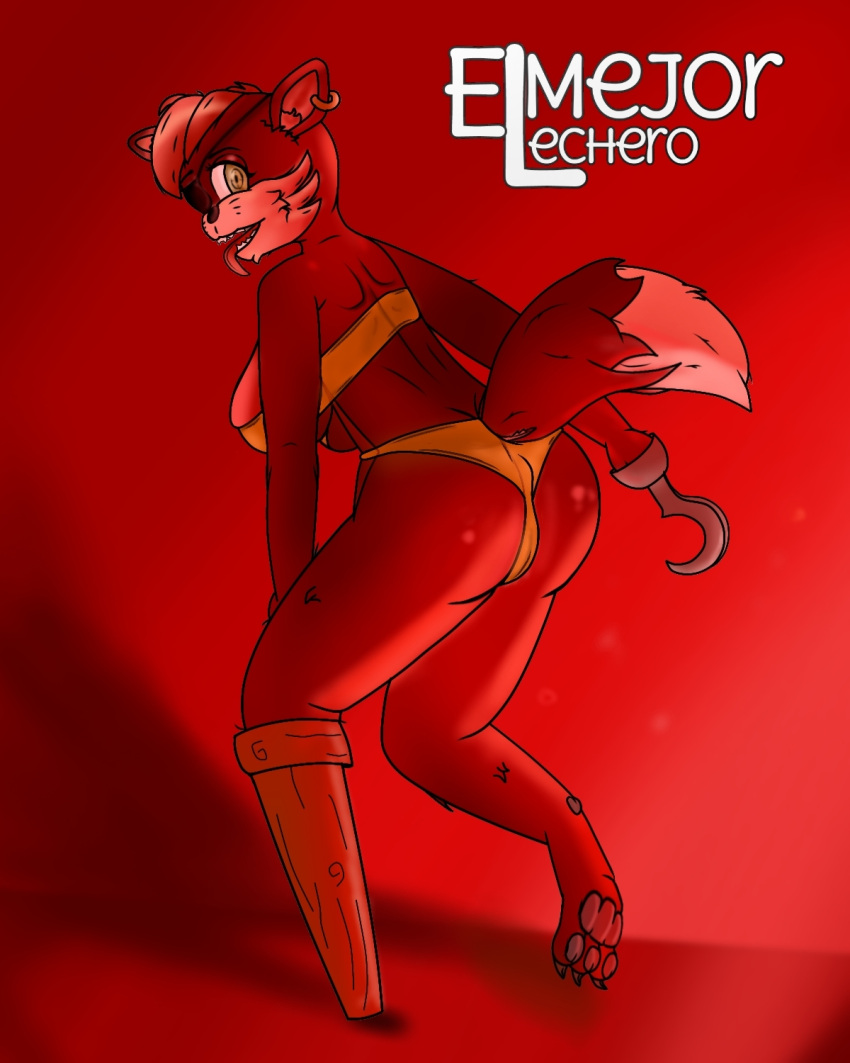 4:5 anthro big_breasts big_butt bikini bra breasts butt canid canine clothing elmejorlecheroart female five_nights_at_freddy's fox foxy_(fnaf) hi_res hook_hand looking_at_viewer machine mammal open_mouth panties red_body red_bra red_clothing red_panties red_skin red_underwear robot solo swimwear underwear video_games