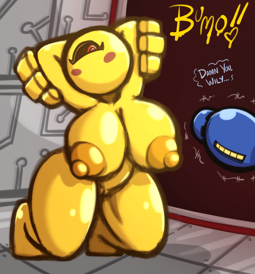 1_eye absurd_res big_breasts big_butt blush breasts butt capcom duo female genitals goo_creature hi_res humanoid machine mega_man_(character) mega_man_(series) nipples not_furry pussy robot sachasketchy sketch slime solo_focus teasing thick_thighs video_games yellow_devil