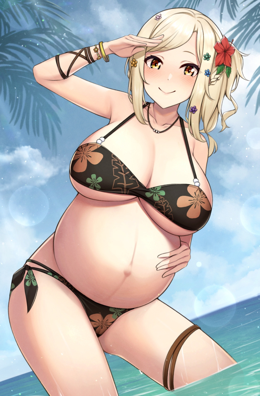 bikini fou_zi garter love_live!_nijigasaki_high_school_idol_club miyashita_ai pregnant swimsuits