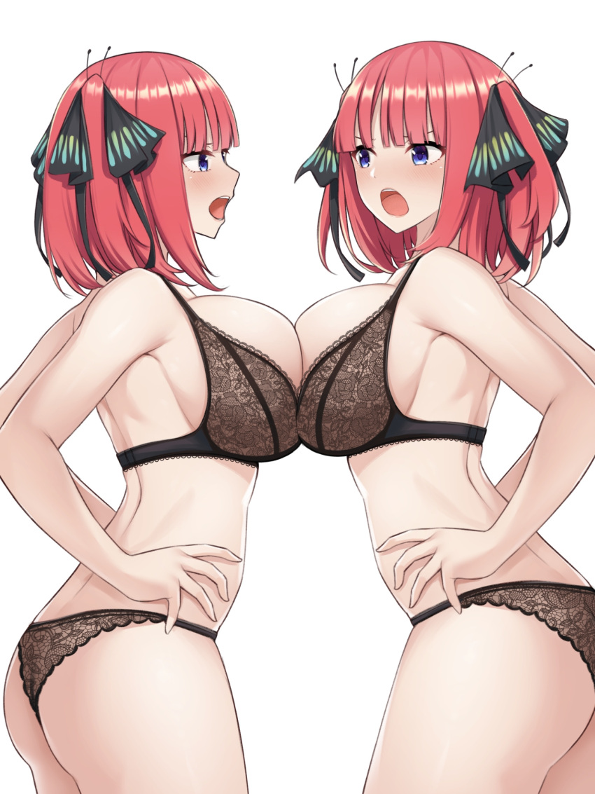 5-toubun_no_hanayome ass bra fou_zi nakano_nino pantsu possible_duplicate symmetrical_docking thong