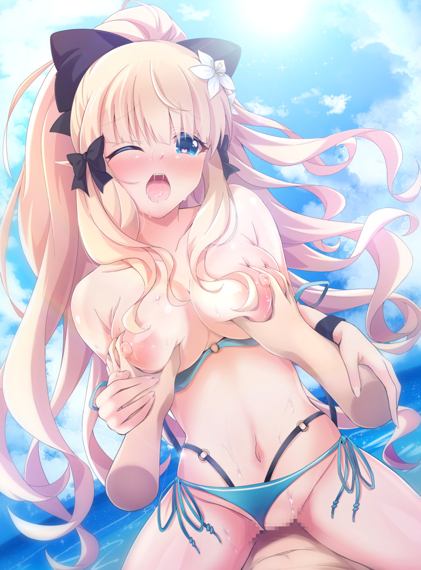 breast_grab censored nipples princess_connect princess_connect!_re:dive sasaki_saren sex thong topless wet