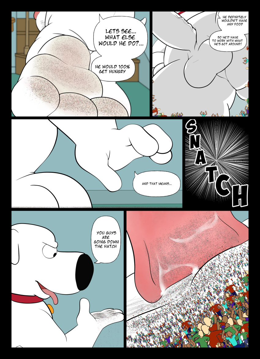 absurd_res brian_griffin canid canine canis domestic_dog english_text family_guy feet genitals giantboonehusky_(artist) hi_res macro mammal micro paws penis squeezing text