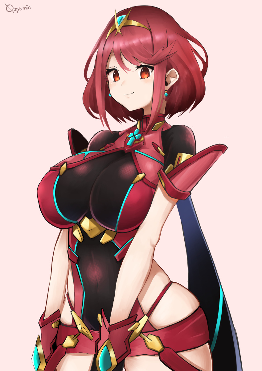 armor bodysuit cleavage homura_(xenoblade_2) ozyomin xenoblade xenoblade_chronicles_2