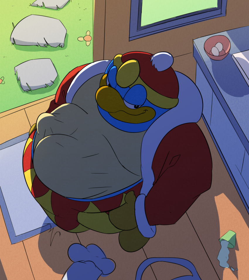 avian bird building bulge clothed clothing clothing_aside hi_res house king_dedede kirby_(series) male male_pred nintendo overweight overweight_male penguin sharkvore unwilling_vore video_games vore