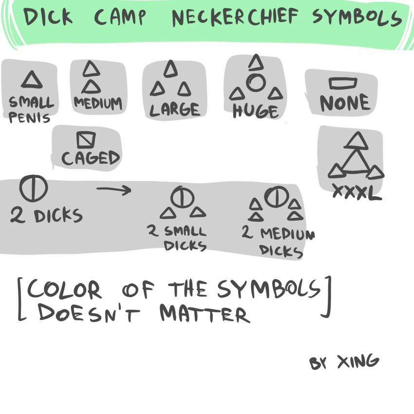 1:1 camp clothing design_sheet english_text hi_res interspecies_dick_camp not_furry reference_guide suggestive symbol text the_xing1 uniform zero_pictured