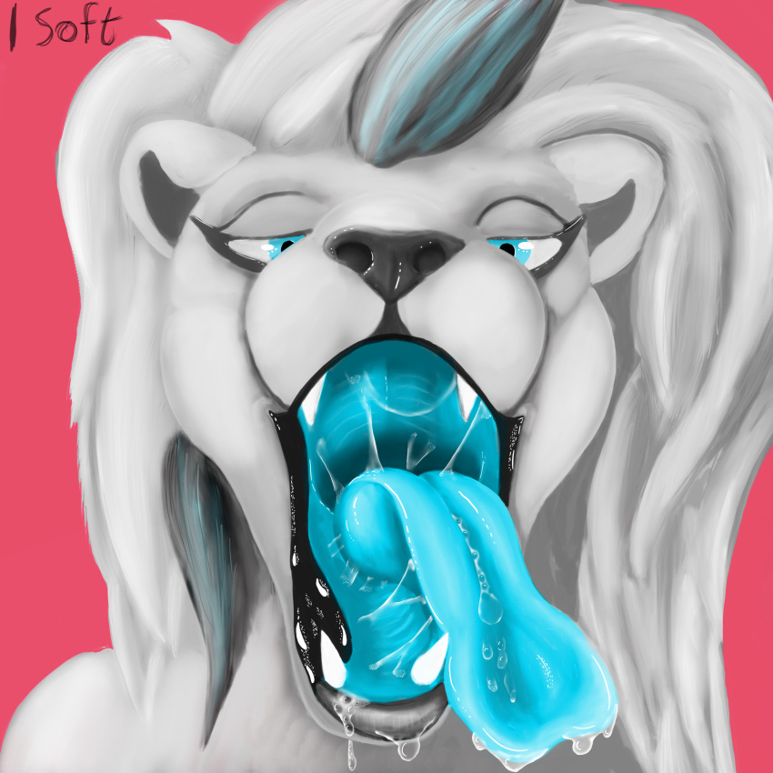 absurd_res anthro bodily_fluids drooling exiled-tiger felid female hair hi_res lion lips looking_at_viewer mammal mouth_shot open_mouth oral pantherine saliva simple_background slime slobber soft solo throat tongue tongue_out vore