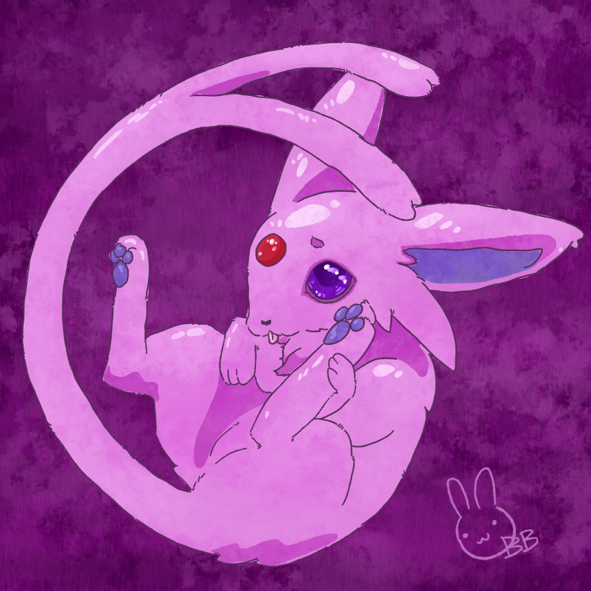 ambiguous_gender bunnyblanket curled_up eeveelution espeon female feral forked_tail hi_res nintendo paws pok&eacute;mon pok&eacute;mon_(species) solo tongue tongue_out video_games