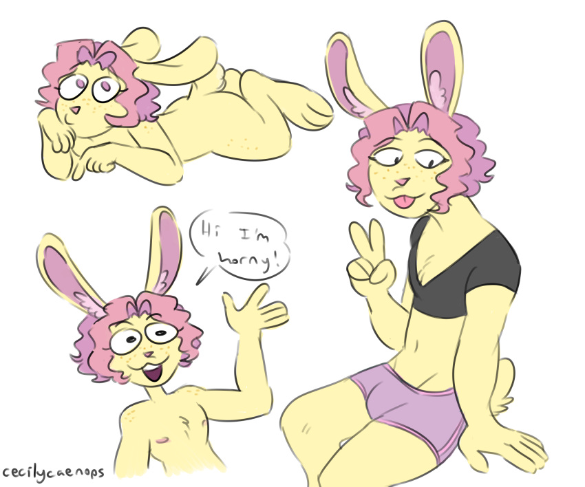 anthro clothed clothing dandelion(lycaenops) girly hi_res lagomorph leporid lycaenops lying male mammal nude on_front rabbit solo tongue tongue_out