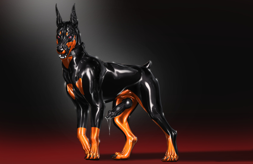 2021 black_sclera canid canine canis digital_media_(artwork) domestic_dog feral genitals hi_res knot male mammal open_mouth penis rakisha red_eyes solo teeth tongue