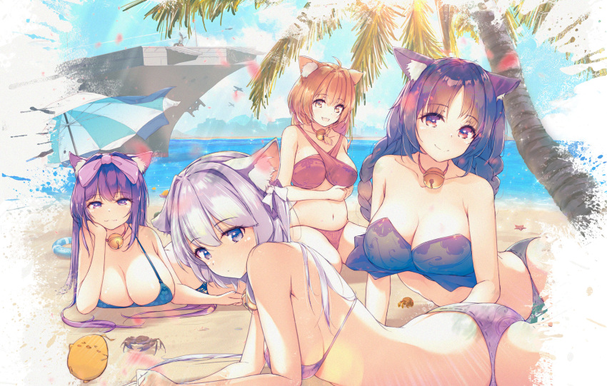 animal_ears arashio_(azur_lane) azur_lane bikini dermar manjuu_(azur_lane) ooshio_(azur_lane) swimsuits