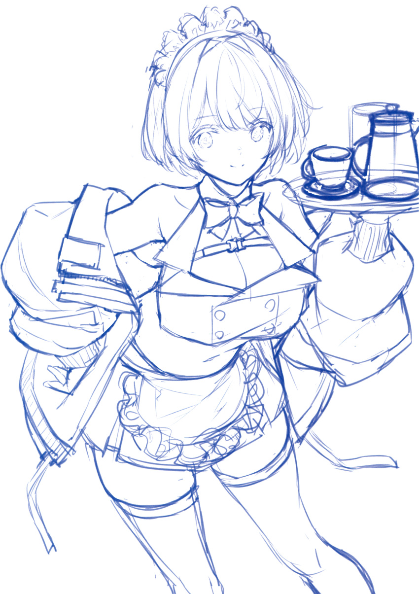 cleavage maid saitom sketch thighhighs