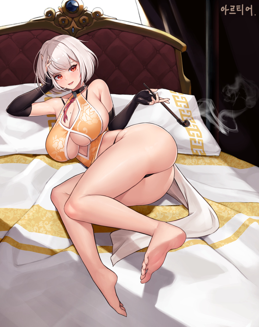 ass chinadress dress feet no_bra pantsu skirt_lift tagme thong