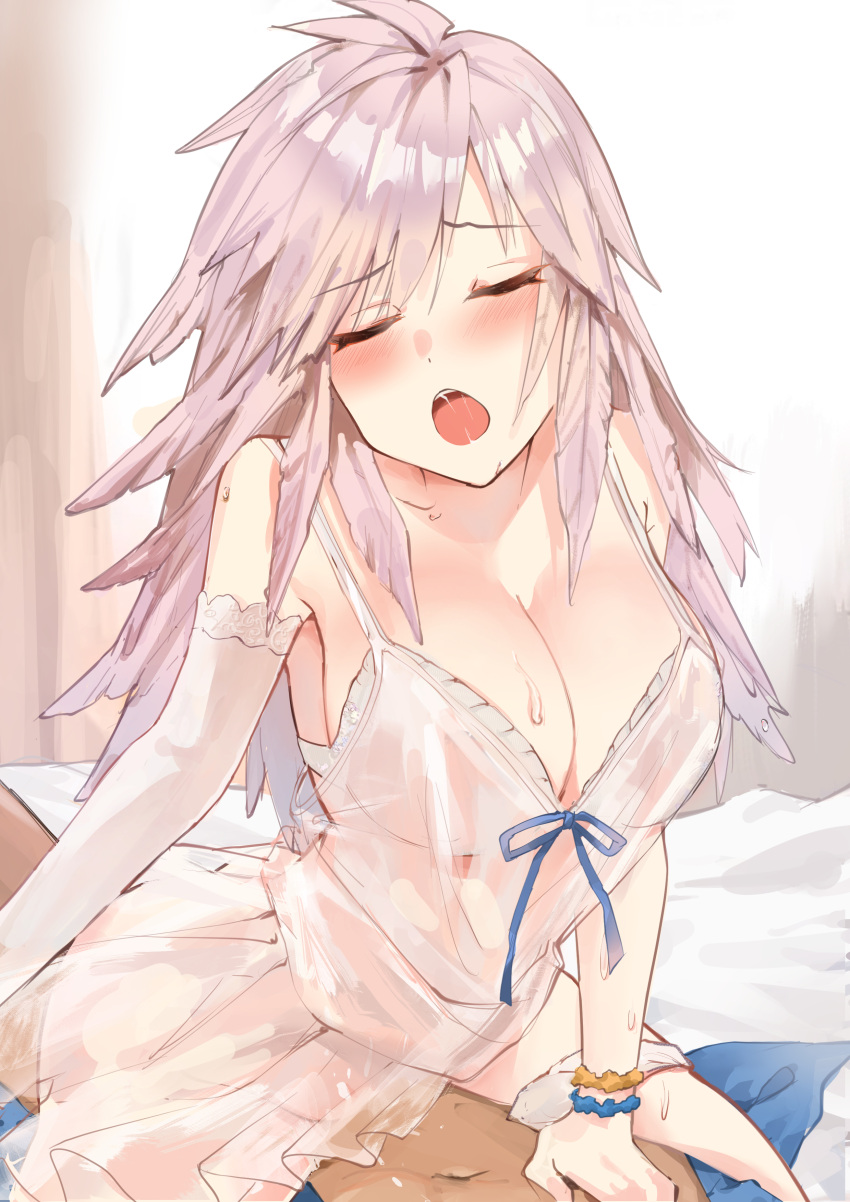 cum fang_qiao gabriel_(granblue_fantasy) granblue_fantasy lingerie no_bra pantsu panty_pull see_through sex