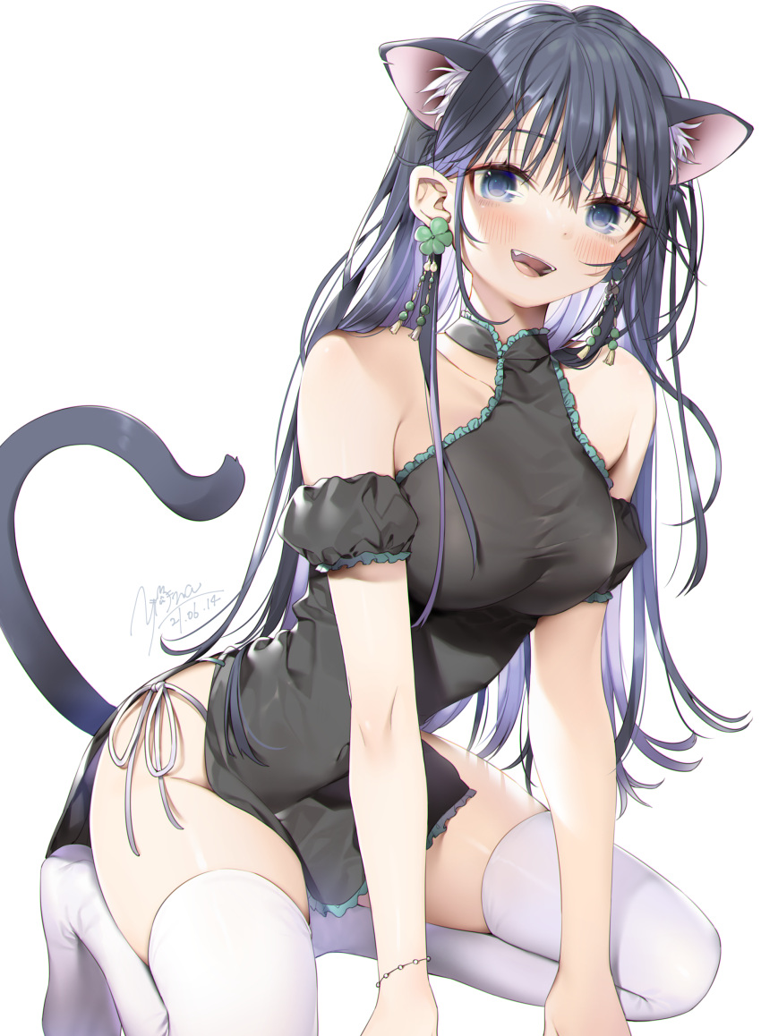 animal_ears chinadress nekomimi pantsu string_panties sword tail thighhighs yana_mori