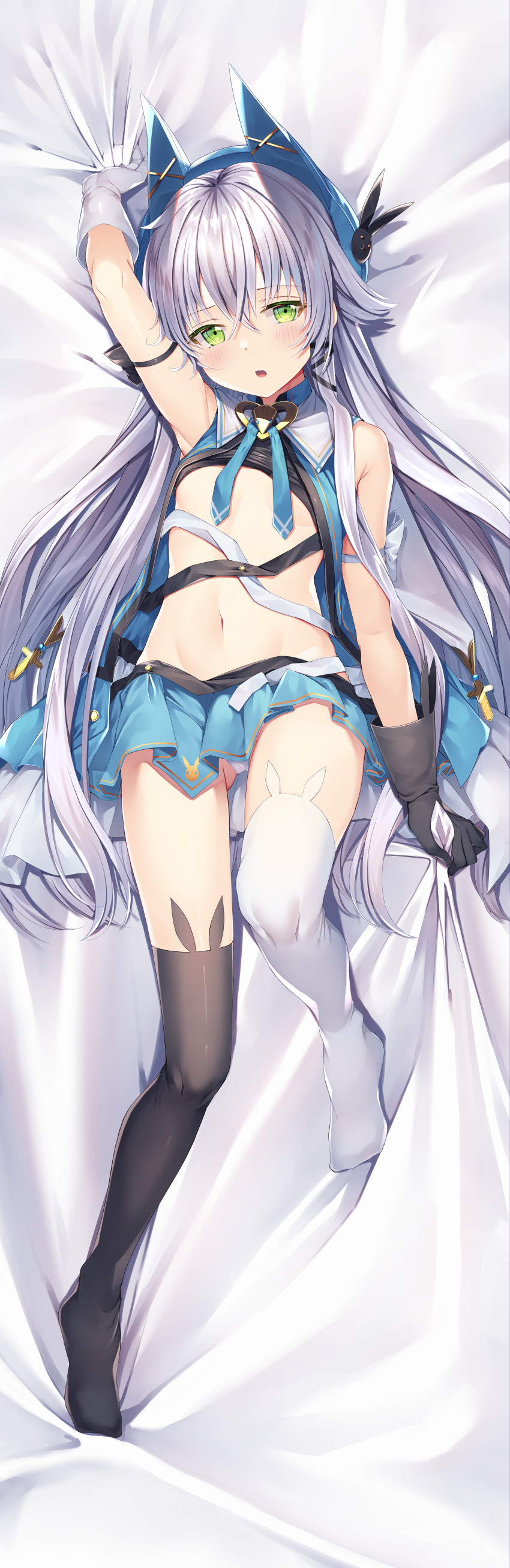 altina_orion animal_ears dakimakura eiyuu_densetsu eiyuu_densetsu:_sen_no_kiseki gurasion no_bra pantsu shirt_lift skirt_lift thighhighs