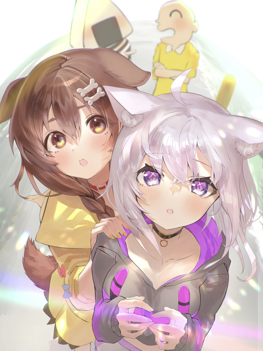 animal_ears cleavage hololive inugami_kotaro inumimi kaoswald nekomata_okayu nekomimi tail