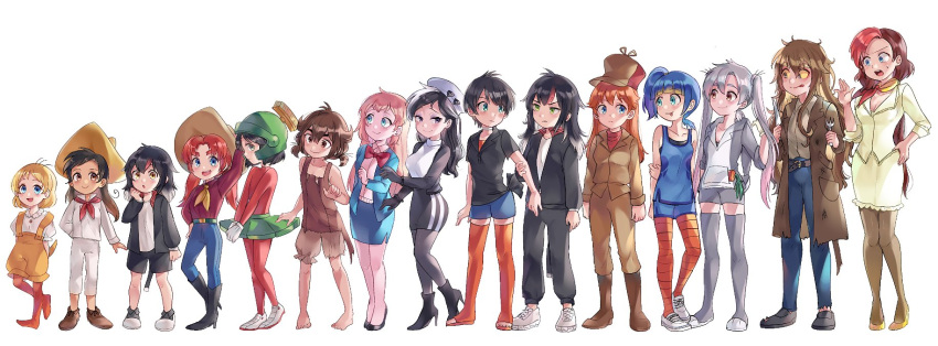 6+girls bugs_bunny commentary cowboy_hat daffy_duck elmer_fudd english_commentary foghorn_leghorn genderswap genderswap_(mtf) hat height_difference helmet highres himuhino humanization long_hair looking_at_another looney_tunes marvin_the_martian multiple_girls pepe_le_pew porky_pig road_runner_(looney_tunes) shoes short_hair simple_background slippers sneakers sombrero speedy_gonzales standing sylvester_(looney_tunes) sylvester_jr._(looney_tunes) the_tasmanian_devil tweety_bird twintails white_background wile_e_coyote yosemite_sam