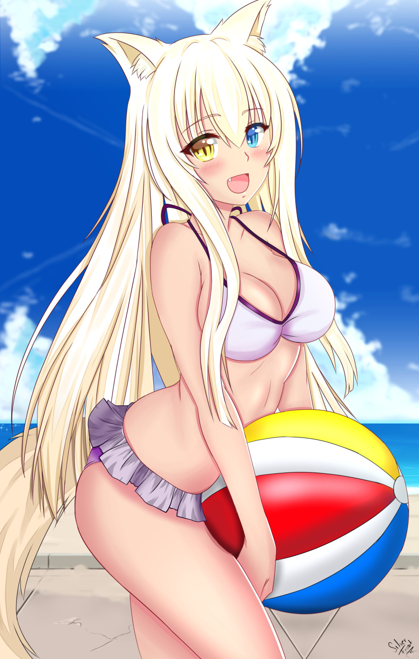 animal_ears bikini coconut frosver heterochromia nekomimi nekopara swimsuits tail