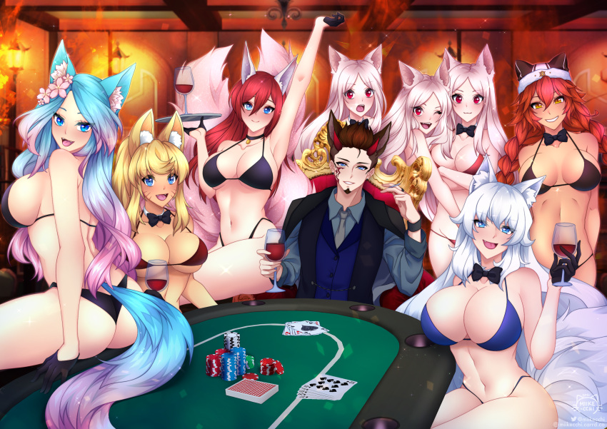 animal_ears ass bikini business_suit cerberus_(helltaker) devil helltaker kitsune liru lumi lupusregina_beta magical_pokaan miikecchi overlord silvervale swimsuits tail