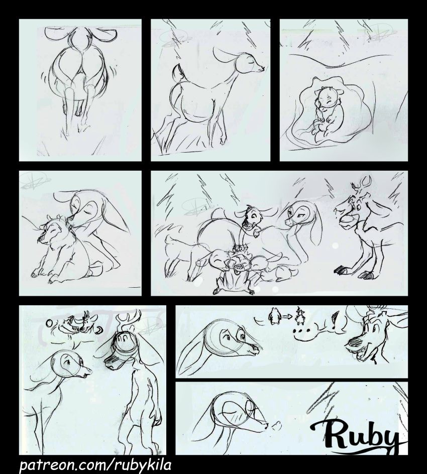 antelope bear big_butt blush boog butt cervine comic comic_page cum duo female feral fur giselle half-closed_eyes horn infidelity interspecies male male/female male_penetrating mammal open_mouth open_season penetration penis pussy ruby-kila sex simple_background sketch smile vaginal white_background
