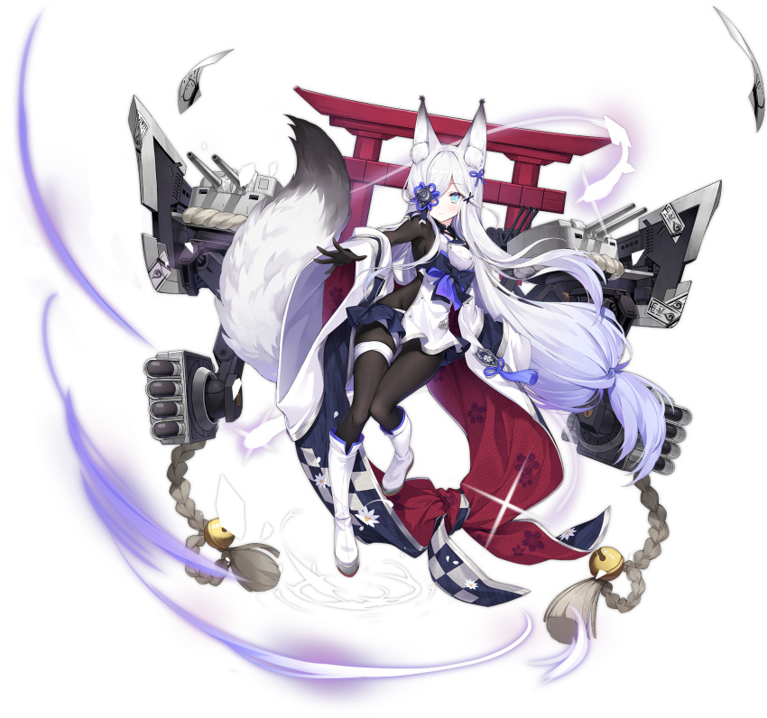 animal_ears azur_lane byulzzi eyepatch garter japanese_clothes kasumi_(azur_lane) pantyhose tail transparent_png