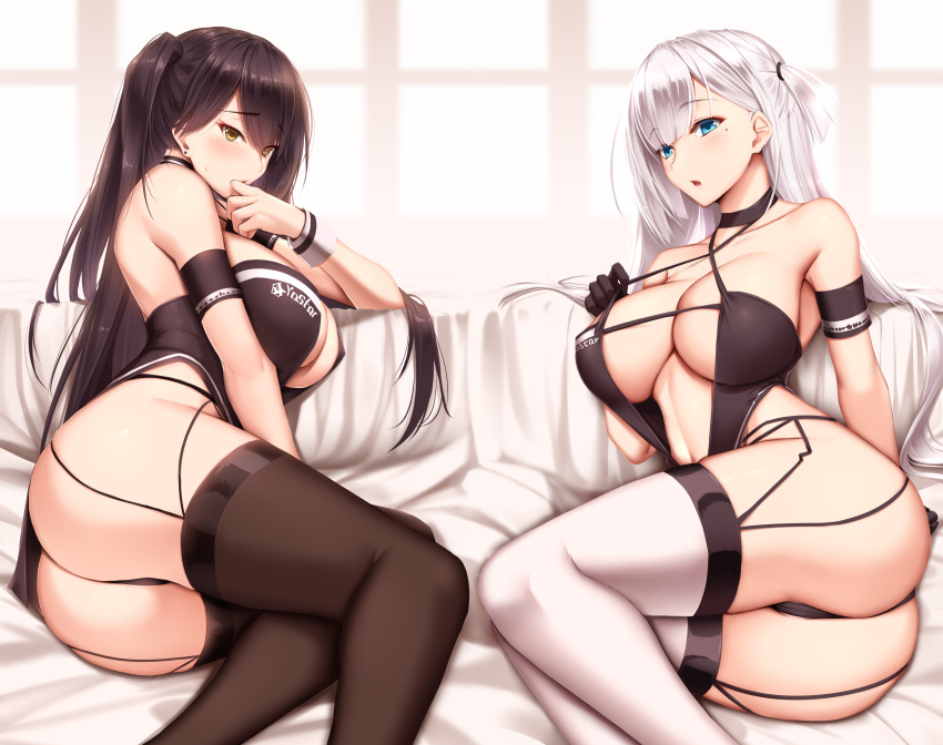 2girls anthropomorphism ass azur_lane cropped shoukaku_(azur_lane) shuugetsu_karasu zuikaku_(azur_lane)