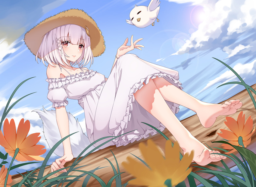 aluo_7762 dress feet skirt_lift summer_dress tail