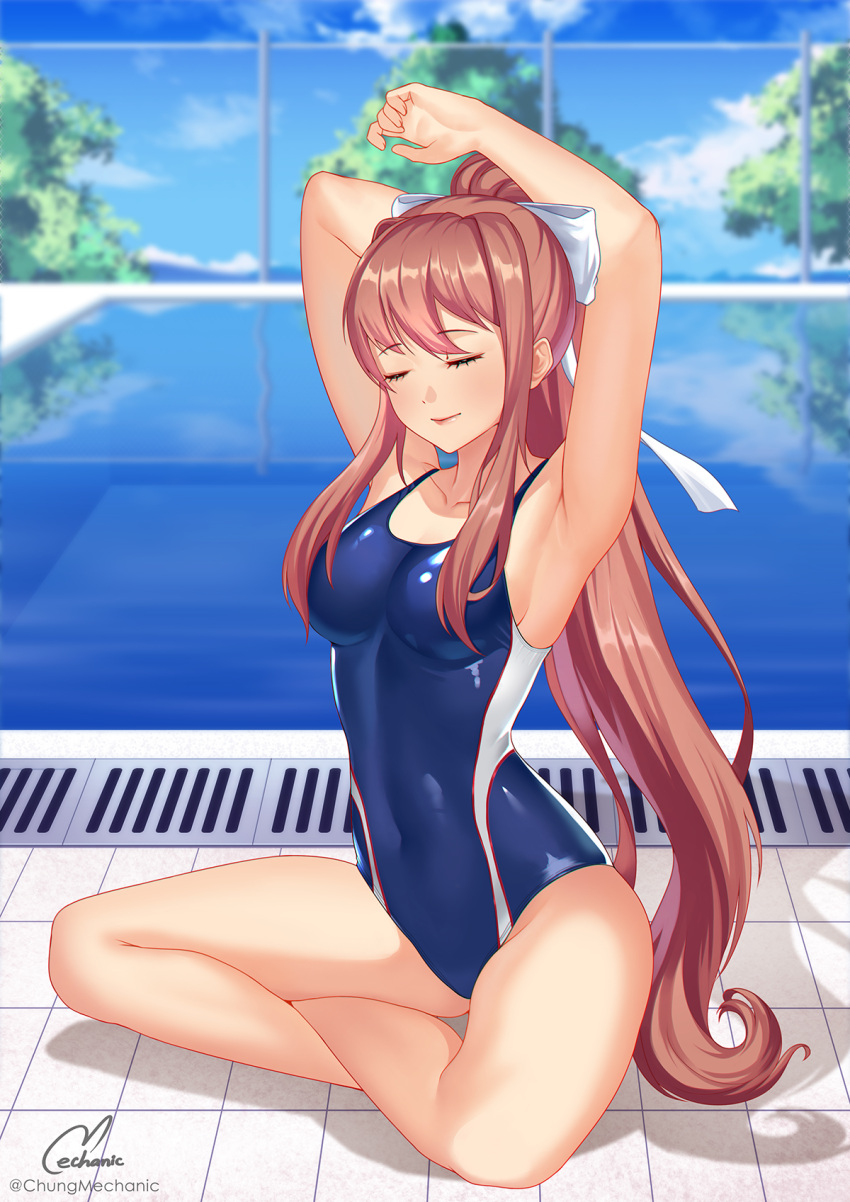 chungmechanic doki_doki_literature_club! monika_(doki_doki_literature_club!) swimsuits tagme