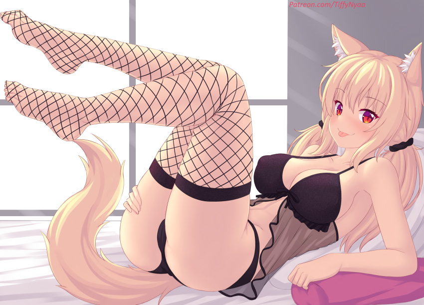 animal_ears bra cameltoe erect_nipples fast-runner-2024 feet fishnets lingerie pantsu tail thighhighs tiffy