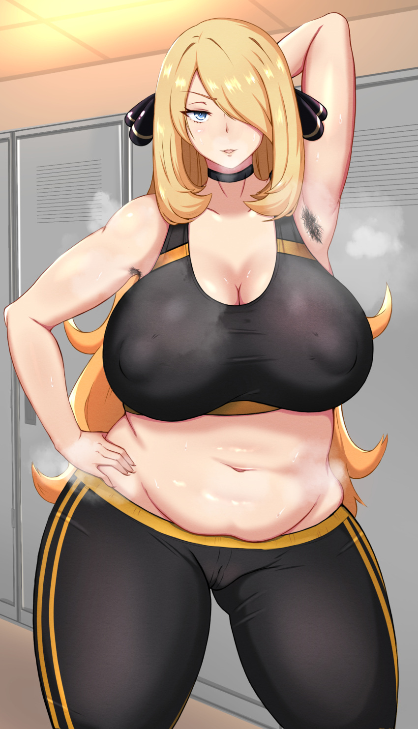 cameltoe cleavage erect_nipples gym_uniform pokemon pokemon_dppt shirona_(pokemon) wlcmt