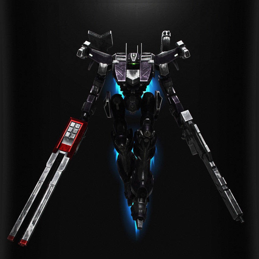 armored_core dual_wielding gun henry1025 highres holding holding_gun holding_weapon looking_at_viewer mecha no_humans railgun weapon