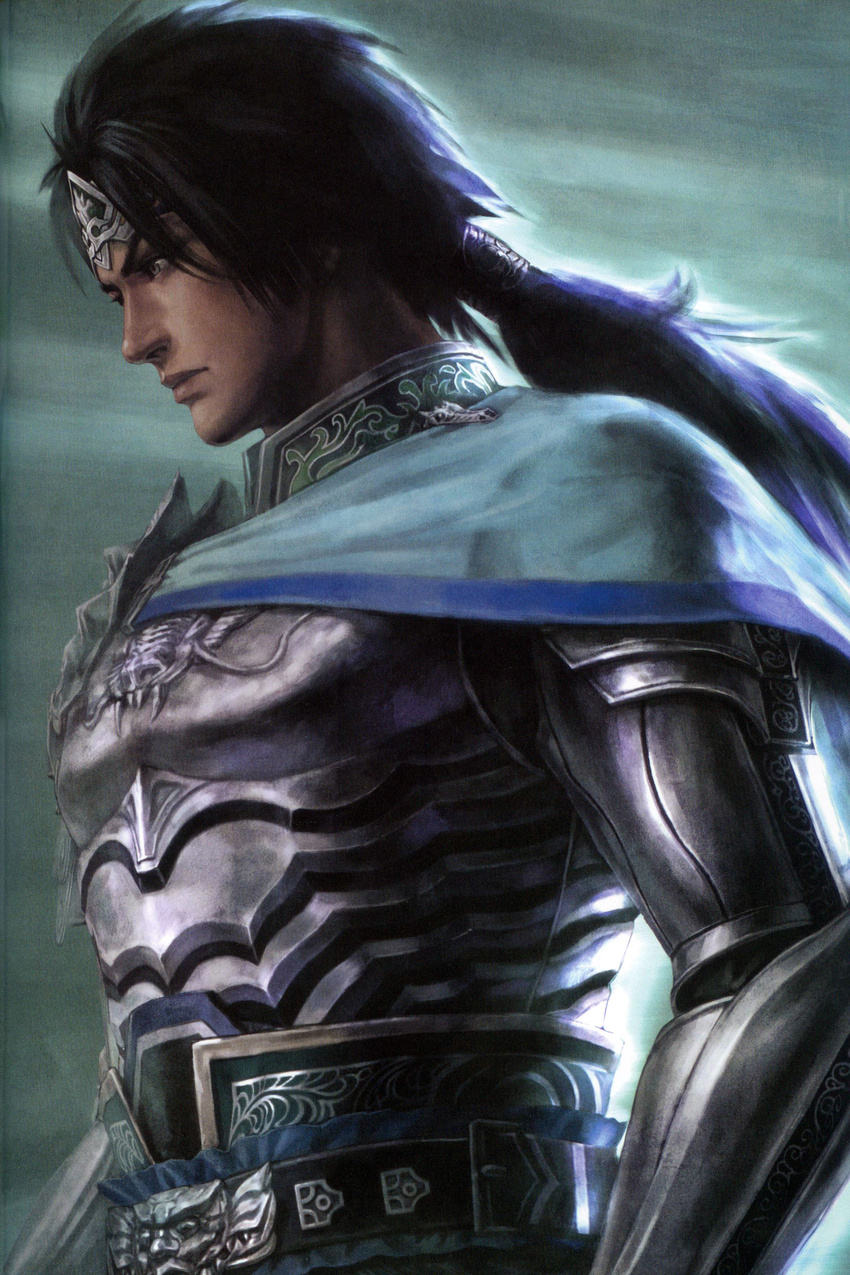 absurdres armor artist_request cape highres male_focus realistic scan shin_sangoku_musou solo zhao_yun