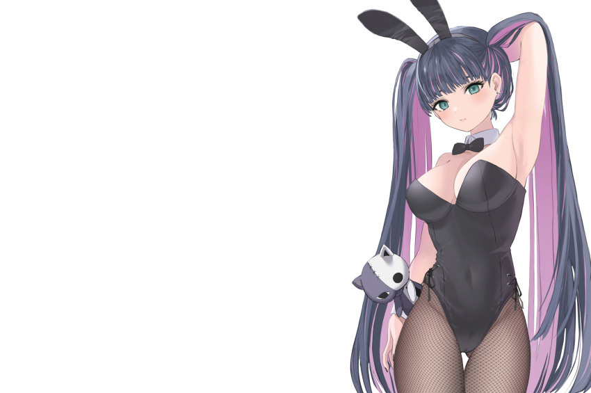 animal_ears breasts bunny_ears bunnygirl cameltoe cleavage doll green_eyes headband leotard long_hair panty_&amp;_stocking_with_garterbelt purple_hair stocking_(character) stockings sutochan white wristwear