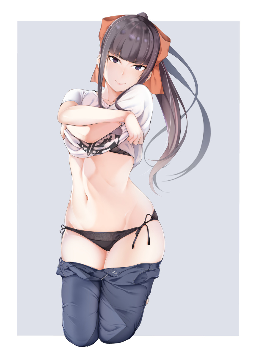 bra narberal_gamma overlord pantsu shirt_lift string_panties tarakan undressing