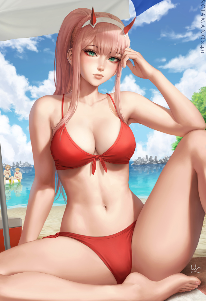 bikini cleavage darling_in_the_franxx mirco_cabbia swimsuits zero_two_(darling_in_the_franxx)