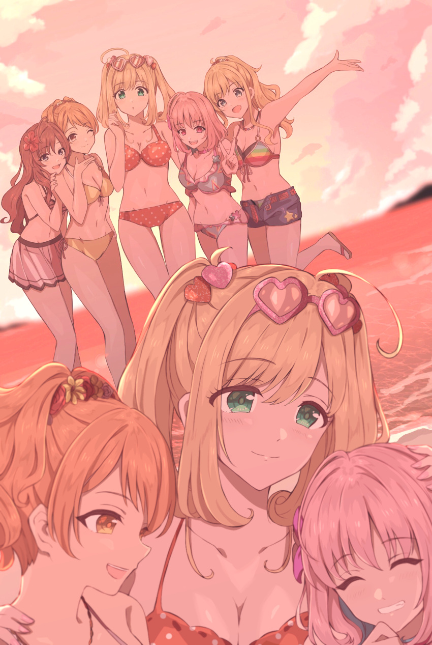 bikini cleavage duffy houjou_karen ichinose_shiki megane ootsuki_yui satou_shin swimsuits the_idolm@ster the_idolm@ster_cinderella_girls yumemi_riamu