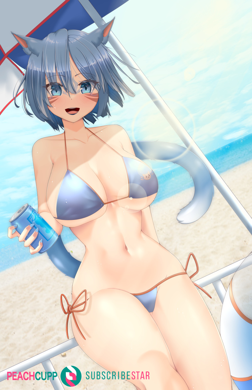 animal_ears bikini final_fantasy final_fantasy_xiv miqo'te nekomimi peachcup swimsuits tail