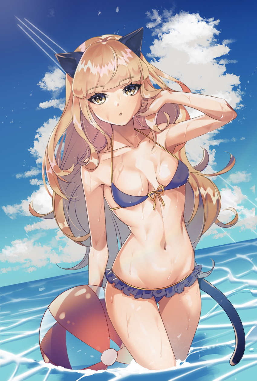 animal_ears bikini nekomimi perrine-h_clostermann strike_witches strike_witches:_operation_victory_arrow strike_witches_2 strike_witches_gekijouban swimsuits tagme tail wet