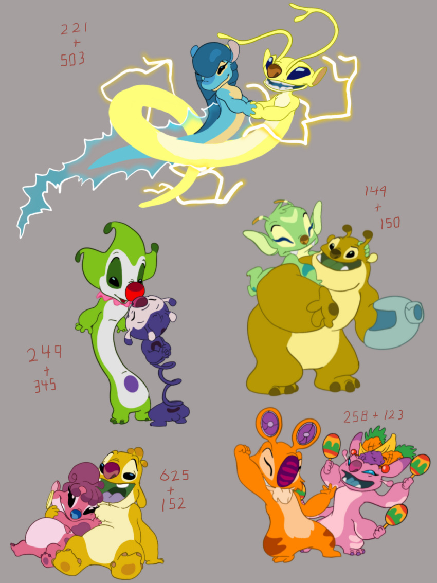 2021 3_toes 4_toes alien antennae_(anatomy) arm_markings artistissues back_markings banana black_eyes blue_eyes blue_mouth blue_nose blue_tongue bonnie_(lilo_and_stitch) brown_body brown_nose brown_pawpads buckteeth by-nc-nd carmen_(lilo_and_stitch) clyde_(lilo_and_stitch) comet_(artistissues) creative_commons cybernetic_arm cybernetic_limb dancing digital_drawing_(artwork) digital_media_(artwork) dipstick_antennae dipstick_ears disney duo ear_markings elastico electricity experiment_(lilo_and_stitch) eyelashes eyes_closed facial_markings fan_character feet female flying food forked_antennae fruit fruit_hat fur glomp grape green_body green_fur green_mouth green_tongue grey_background group hand_holding happy head_markings head_tuft hi_res holding_musical_instrument holding_object large_group leg_markings lilo_and_stitch long_antennae long_tail male male/female mama_frita_(artistissues) maraca markings multicolored_antennae multicolored_ears musical_instrument open_mouth open_smile orange_body orange_fur pawpads percussion_instrument pineapple pink_body plant purple_tongue red_nose reuben_(lilo_and_stitch) sample_(lilo_and_stitch) simple_background smile sparky_(lilo_and_stitch) speaker_ears sproing standing teeth toes tongue tuft