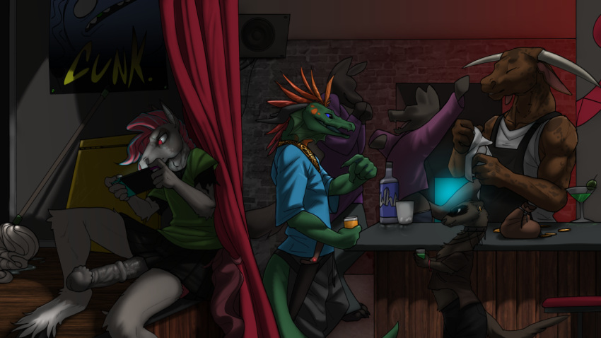 16:9 2021 alcohol anthro beverage bovid bovine canid canine cattle club_(disambiguation) dancing domestic_ferret drinking equid equine erection exhibitionism group horse inside lizard male mammal mustela mustelid musteline nintendo nintendo_switch public reptile scalie syynx true_musteline video_games widescreen