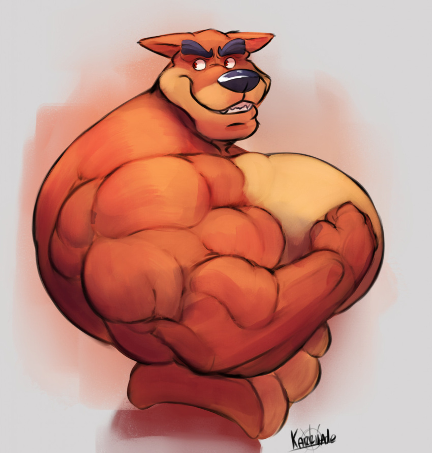 abs activision anthro crash_bandicoot_(series) eyebrows felid feline flexing hi_res looking_back male mammal moobs muscular muscular_anthro muscular_male orange_body pantherine pecs solo teeth tiger tiny_tiger uniparasite video_games