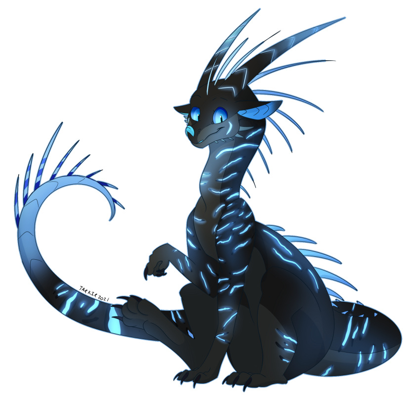 2021 blue_eyes digital_media_(artwork) dragon feral hi_res horn simple_background spines tarkir white_background wingless_dragon