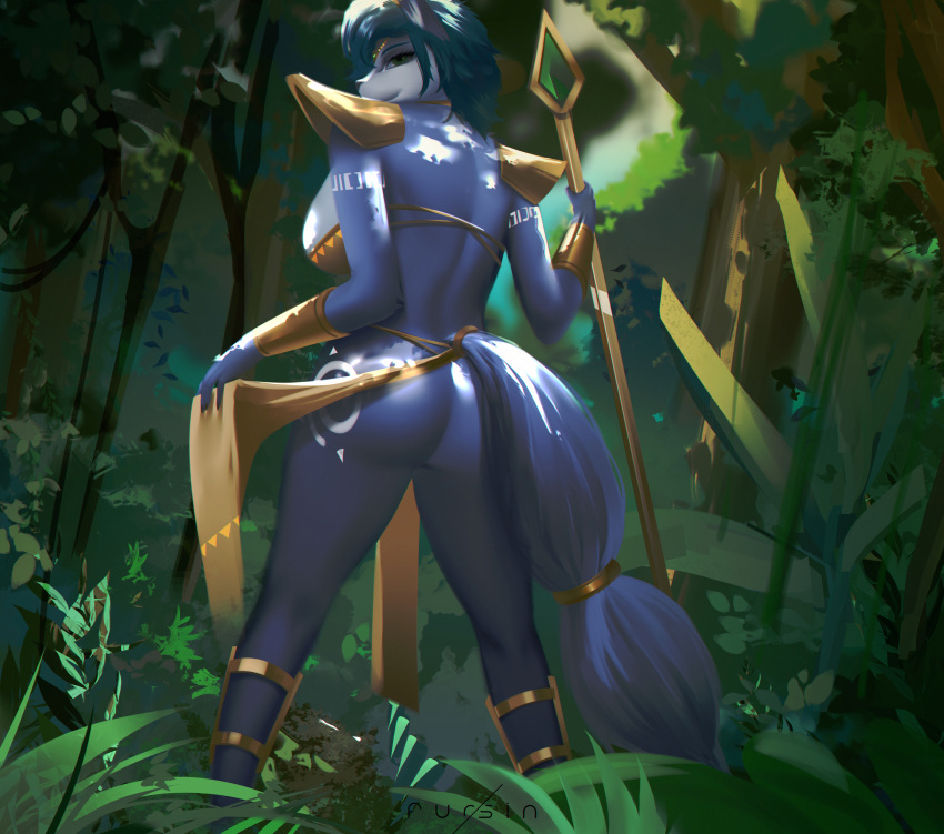 absurd_res anthro breasts butt canid canine cervid clothed clothing digital_media_(artwork) female fur fursin hair hi_res krystal looking_at_viewer mammal nintendo solo star_fox video_games