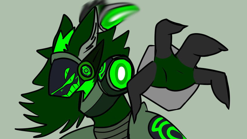 4_fingers digital_drawing_(artwork) digital_media_(artwork) fingers floating_hands floating_limbs friday_night_funkin' fur green_body green_fur grin hi_res looking_at_viewer machine male meme minus_trancer_(tqualizer) protogen robot simple_background smile tqualizer trancer_(tqualizer)